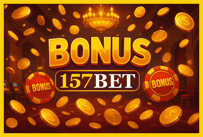 Imagem promovendo bônus 157BET com recompensas imperdíveis.